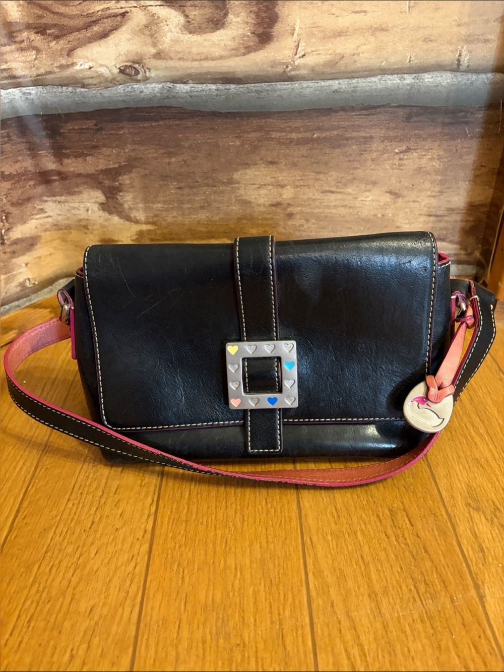 Dooney & Bourke Heart Buckle Black Hand Bag